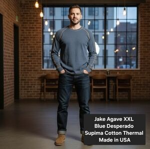 Jake Agave XXL Blue Desperado Supima Cotton Thermal Made in USA